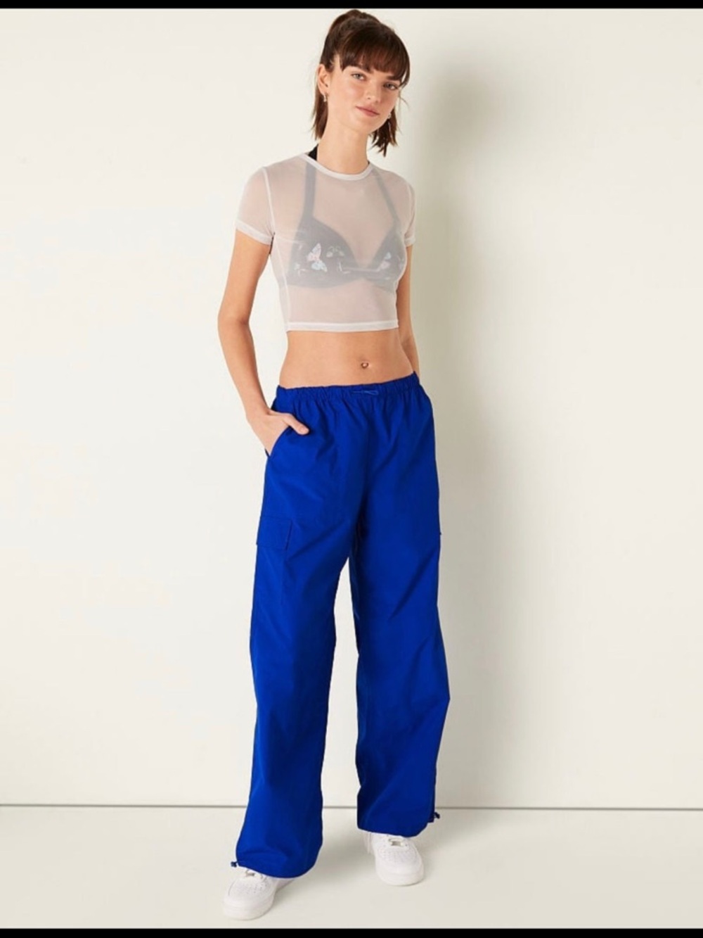 PINK Victoria's Secret Royal Blue Wide-Leg Track Pants